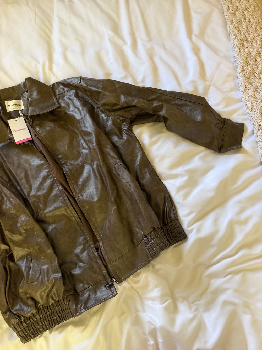 Beginning Boutique Vintage Brown Bomber Jacket - Picture 3 of 5